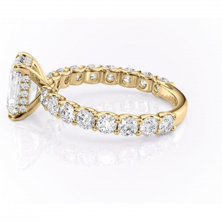 Inel de logodnă Floralie din aur Galben 14kt cu moissanite tăietură radiantă – Pietre laterale excepțional | Personalizează și configurează gratuit online [5]