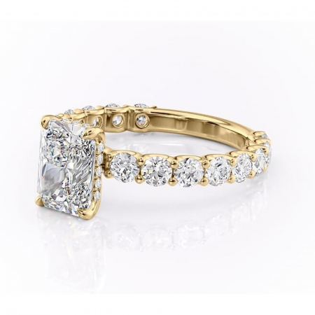 Inel de logodnă Floralie din aur Galben 14kt cu moissanite tăietură radiantă – Pietre laterale excepțional | Personalizează și configurează gratuit online [6]