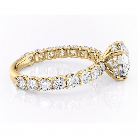 Inel de logodnă Floralie din aur Galben 14kt cu moissanite tăietură rotundă – Pietre laterale excepțional | Personalizează și configurează gratuit online [1]