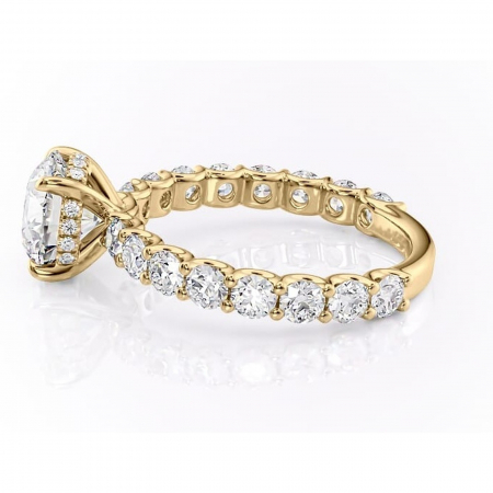 Inel de logodnă Floralie din aur Galben 14kt cu moissanite tăietură rotundă – Pietre laterale excepțional | Personalizează și configurează gratuit online [5]