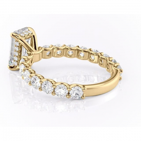 Inel de logodnă Floralie din aur Galben 18kt cu moissanite tăietură smarald – Pietre laterale excepțional | Personalizează și configurează gratuit online [4]