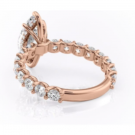 Inel de logodnă Floralie din aur Rose 14kt cu moissanite tăietură marquise – Pietre laterale excepțional | Personalizează și configurează gratuit online [3]