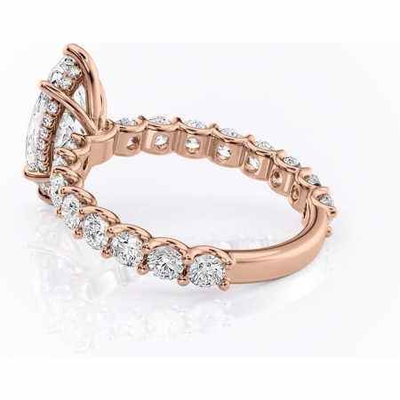 Inel de logodnă Floralie din aur Rose 14kt cu moissanite tăietură marquise – Pietre laterale excepțional | Personalizează și configurează gratuit online [4]