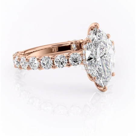 Marquise - Inel de logodnă Floralie din aur Rose 18kt cu moissanite tăietură marquise – Pietre laterale excepțional | Personalizează și configurează gratuit online