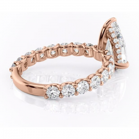 Inel de logodnă Floralie din aur Rose 18kt cu moissanite tăietură pară – Pietre laterale excepțional | Personalizează și configurează gratuit online [2]