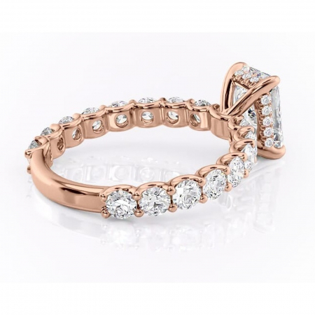 Inel de logodnă Floralie din aur Rose 14kt cu moissanite tăietură radiantă – Pietre laterale excepțional | Personalizează și configurează gratuit online [2]