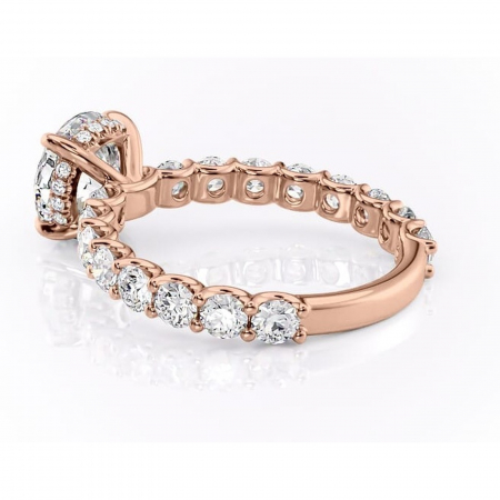 Inel de logodnă Floralie din aur Rose 14kt cu moissanite tăietură rotundă – Pietre laterale excepțional | Personalizează și configurează gratuit online [4]