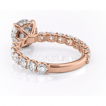 Inel de logodnă Floralie din aur Rose 14kt cu moissanite tăietură rotundă – Pietre laterale excepțional | Personalizează și configurează gratuit online [3]
