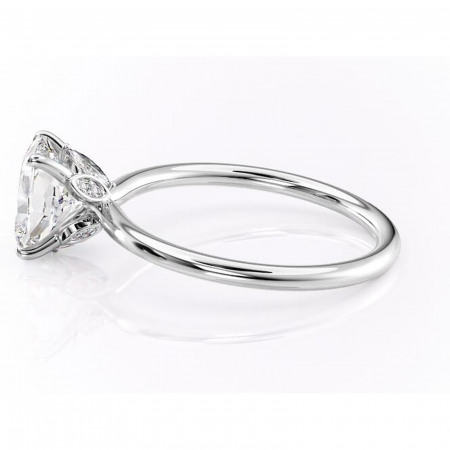 Inel de logodnă Garnet din aur Alb 14kt cu moissanite tăietură pernă – Solitar rafinată pentru profil înalt | Personalizează și configurează gratuit online [5]