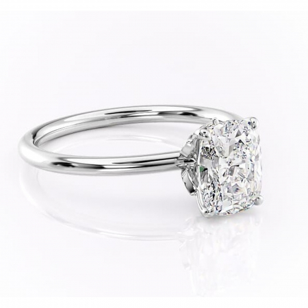 Pernă alungită - Inel de logodnă Garnet din aur Alb 14kt cu moissanite tăietură pernă – Solitar rafinată pentru profil înalt | Personalizează și configurează gratuit online