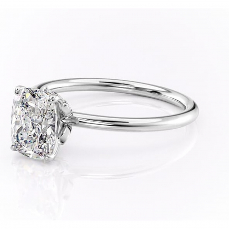 Inel de logodnă Garnet din aur Alb 14kt cu moissanite tăietură pernă – Solitar rafinată pentru profil înalt | Personalizează și configurează gratuit online [6]