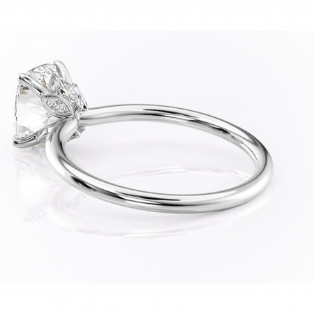 Inel de logodnă Garnet din aur Alb 14kt cu moissanite tăietură pernă – Solitar rafinată pentru profil înalt | Personalizează și configurează gratuit online [4]