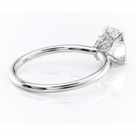 Inel de logodnă Garnet din aur Alb 14kt cu moissanite tăietură pernă – Solitar rafinată pentru profil înalt | Personalizează și configurează gratuit online [2]