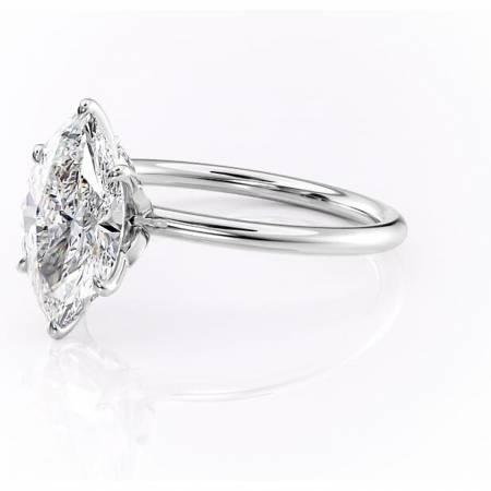 Inel de logodnă Garnet din aur Alb 14kt cu moissanite tăietură marquise – Solitar rafinată pentru profil înalt | Personalizează și configurează gratuit online [6]