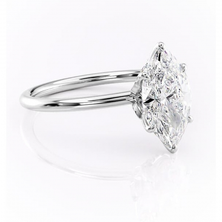 Marquise - Inel de logodnă Garnet din aur Alb 14kt cu moissanite tăietură marquise – Solitar rafinată pentru profil înalt | Personalizează și configurează gratuit online