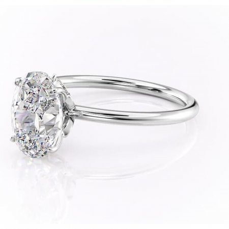 Inel de logodnă Garnet din aur Alb 14kt cu moissanite tăietură ovală – Solitar rafinată pentru profil înalt | Personalizează și configurează gratuit online [6]