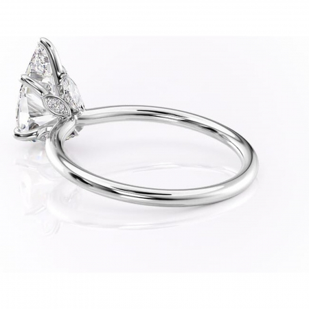 Inel de logodnă Garnet din aur Alb 14kt cu moissanite tăietură pară – Solitar rafinată pentru profil înalt | Personalizează și configurează gratuit online [4]
