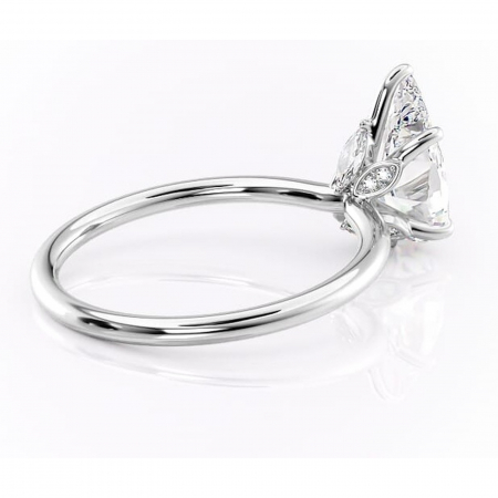 Inel de logodnă Garnet din aur Alb 14kt cu moissanite tăietură pară – Solitar rafinată pentru profil înalt | Personalizează și configurează gratuit online [2]