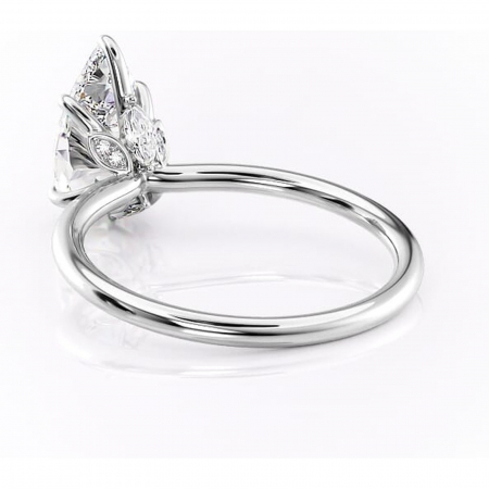 Inel de logodnă Garnet din aur Alb 14kt cu moissanite tăietură pară – Solitar rafinată pentru profil înalt | Personalizează și configurează gratuit online [3]