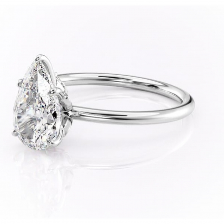 Inel de logodnă Garnet din aur Alb 14kt cu moissanite tăietură pară – Solitar rafinată pentru profil înalt | Personalizează și configurează gratuit online [6]