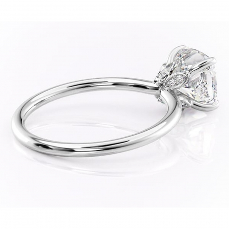 Inel de logodnă Garnet din aur Alb 14kt cu moissanite tăietură pernă – Solitar rafinată pentru profil înalt | Personalizează și configurează gratuit online [2]