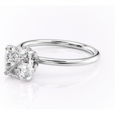 Inel de logodnă Garnet din aur Alb 14kt cu moissanite tăietură pernă – Solitar rafinată pentru profil înalt | Personalizează și configurează gratuit online [6]