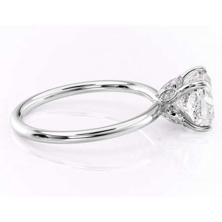 Inel de logodnă Garnet din aur Alb 14kt cu moissanite tăietură pernă – Solitar rafinată pentru profil înalt | Personalizează și configurează gratuit online [1]