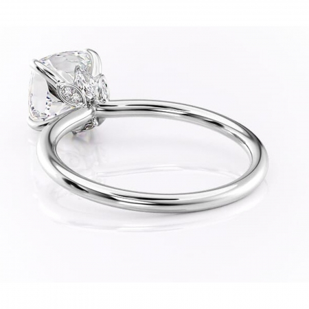 Inel de logodnă Garnet din aur Alb 14kt cu moissanite tăietură pernă – Solitar rafinată pentru profil înalt | Personalizează și configurează gratuit online [3]