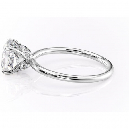 Inel de logodnă Garnet din aur Alb 14kt cu moissanite tăietură pernă – Solitar rafinată pentru profil înalt | Personalizează și configurează gratuit online [5]