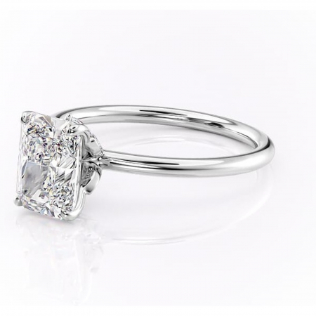 Inel de logodnă Garnet din aur Alb 14kt cu moissanite tăietură radiantă – Solitar rafinată pentru profil înalt | Personalizează și configurează gratuit online [6]