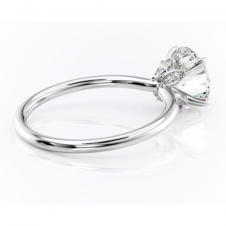 Inel de logodnă Garnet din aur Alb 14kt cu moissanite tăietură rotundă – Solitar rafinată pentru profil înalt | Personalizează și configurează gratuit online [2]