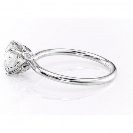 Inel de logodnă Garnet din aur Alb 14kt cu moissanite tăietură rotundă – Solitar rafinată pentru profil înalt | Personalizează și configurează gratuit online [5]