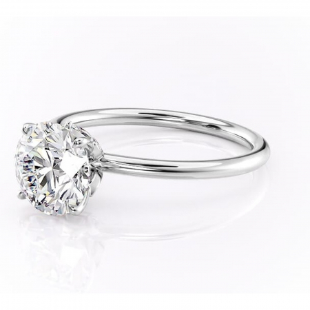 Inel de logodnă Garnet din aur Alb 14kt cu moissanite tăietură rotundă – Solitar rafinată pentru profil înalt | Personalizează și configurează gratuit online [6]