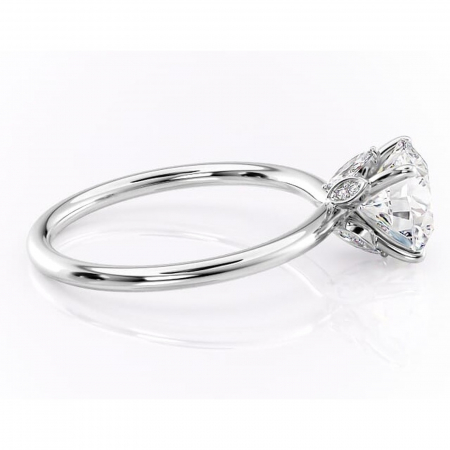 Inel de logodnă Garnet din aur Alb 14kt cu moissanite tăietură rotundă – Solitar rafinată pentru profil înalt | Personalizează și configurează gratuit online [1]