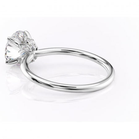 Inel de logodnă Garnet din aur Alb 14kt cu moissanite tăietură rotundă – Solitar rafinată pentru profil înalt | Personalizează și configurează gratuit online [4]