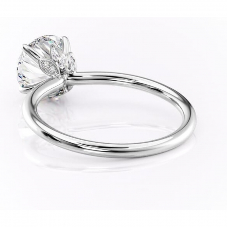 Inel de logodnă Garnet din aur Alb 14kt cu moissanite tăietură rotundă – Solitar rafinată pentru profil înalt | Personalizează și configurează gratuit online [3]