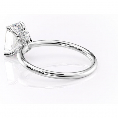 Inel de logodnă Garnet din aur Alb 14kt cu moissanite tăietură smarald – Solitar rafinată pentru profil înalt | Personalizează și configurează gratuit online [4]