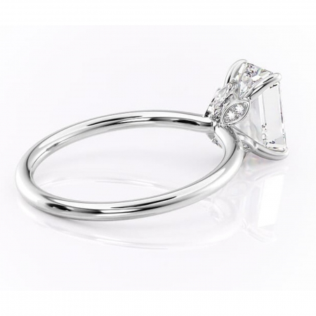 Inel de logodnă Garnet din aur Alb 14kt cu moissanite tăietură smarald – Solitar rafinată pentru profil înalt | Personalizează și configurează gratuit online [2]