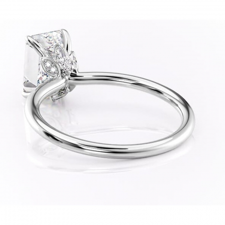 Inel de logodnă Garnet din aur Alb 14kt cu moissanite tăietură smarald – Solitar rafinată pentru profil înalt | Personalizează și configurează gratuit online [3]