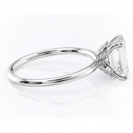 Inel de logodnă Garnet din aur Alb 14kt cu moissanite tăietură smarald – Solitar rafinată pentru profil înalt | Personalizează și configurează gratuit online [1]