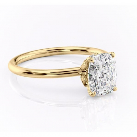 Aur galben - Inel de logodnă Garnet din aur Galben 14kt cu moissanite tăietură pernă – Solitar rafinată pentru profil înalt | Personalizează și configurează gratuit online