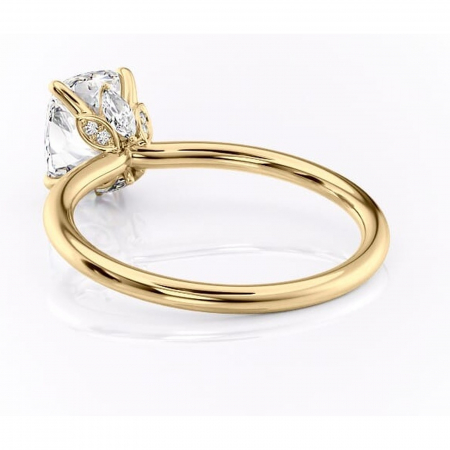 Inel de logodnă Garnet din aur Galben 14kt cu moissanite tăietură pernă – Solitar rafinată pentru profil înalt | Personalizează și configurează gratuit online [3]