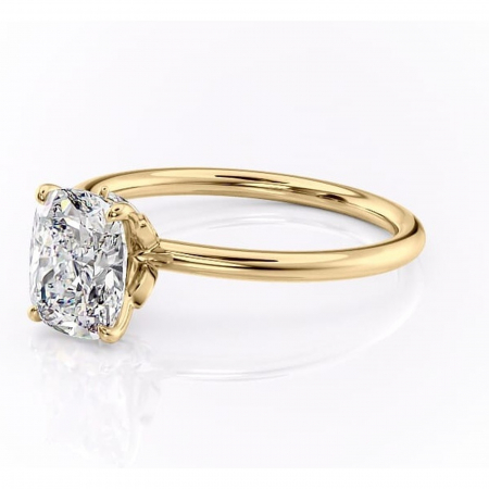 Inel de logodnă Garnet din aur Galben 14kt cu moissanite tăietură pernă – Solitar rafinată pentru profil înalt | Personalizează și configurează gratuit online [6]