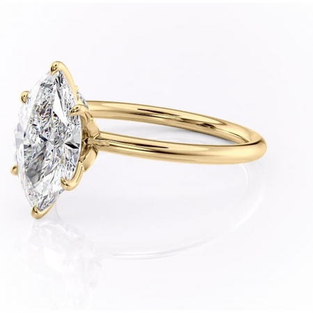Inel de logodnă Garnet din aur Galben 14kt cu moissanite tăietură marquise – Solitar rafinată pentru profil înalt | Personalizează și configurează gratuit online [6]