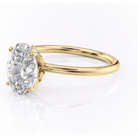 Inel de logodnă Garnet din aur Galben 14kt cu moissanite tăietură ovală – Solitar rafinată pentru profil înalt | Personalizează și configurează gratuit online [6]