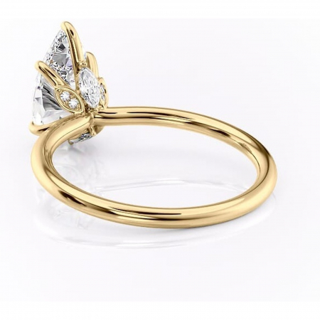 Inel de logodnă Garnet din aur Galben 14kt cu moissanite tăietură pară – Solitar rafinată pentru profil înalt | Personalizează și configurează gratuit online [3]