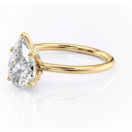 Inel de logodnă Garnet din aur Galben 14kt cu moissanite tăietură pară – Solitar rafinată pentru profil înalt | Personalizează și configurează gratuit online [6]