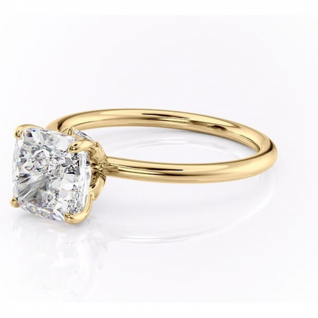 Inel de logodnă Garnet din aur Galben 14kt cu moissanite tăietură pernă – Solitar rafinată pentru profil înalt | Personalizează și configurează gratuit online [6]