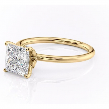 Inel de logodnă Garnet din aur Galben 18kt cu moissanite tăietură princess – Solitar rafinată pentru profil înalt | Personalizează și configurează gratuit online [6]