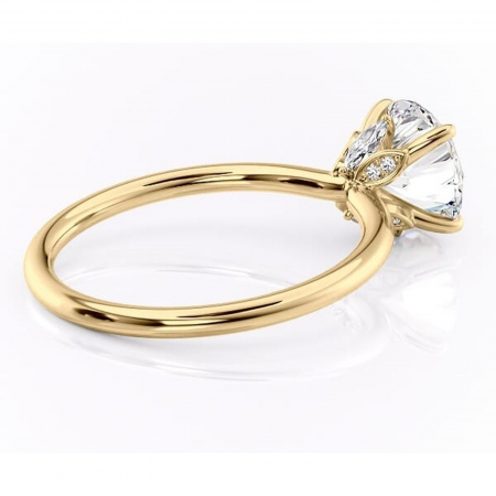 Inel de logodnă Garnet din aur Galben 14kt cu moissanite tăietură rotundă – Solitar rafinată pentru profil înalt | Personalizează și configurează gratuit online [2]